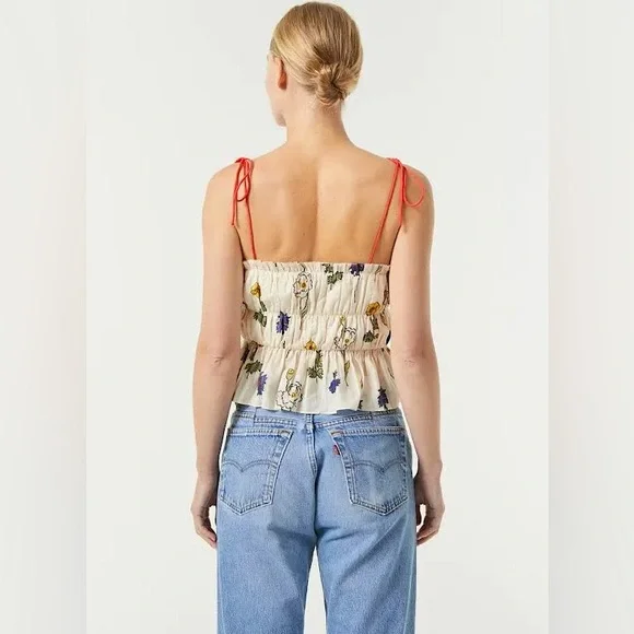 NWT Rhode Julieta Peplum Top in Saba Tie Straps Sz Large - Picture 9 of 14